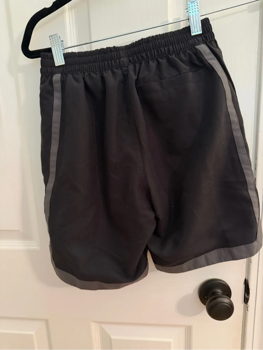 Nike boys black swim Shorts with Gray Trim